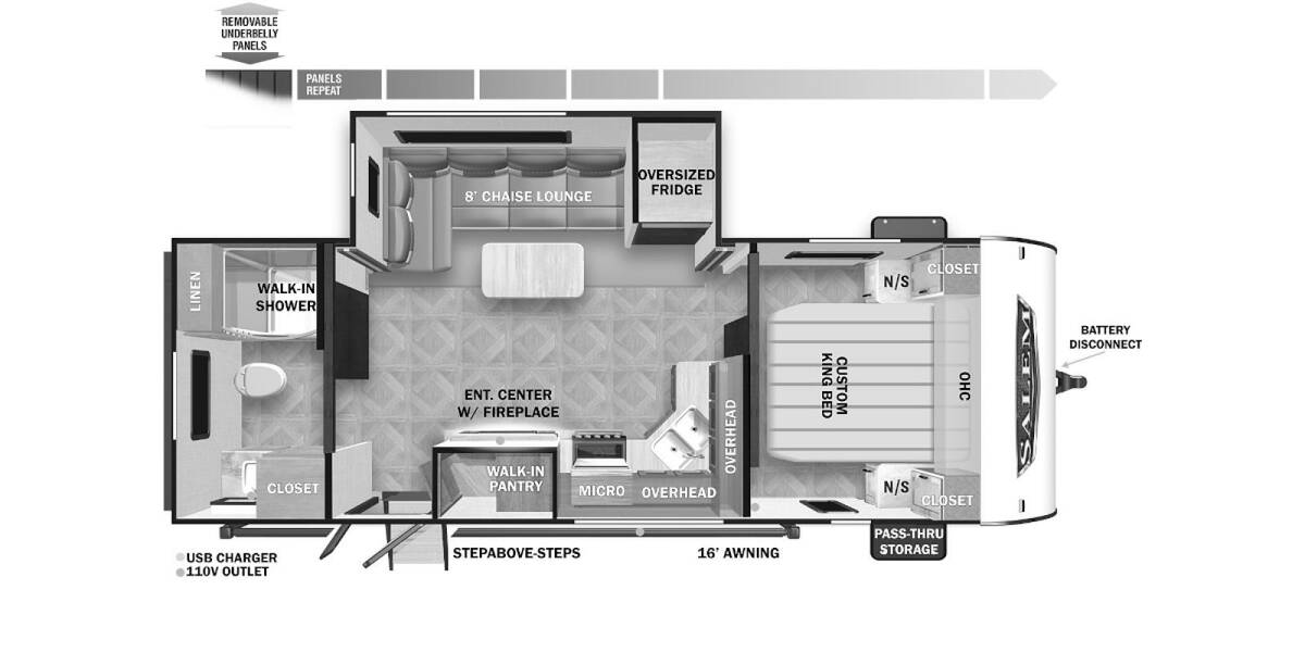 2023 Salem 22RBSX PLATINUM Travel Trailer at Beilstein Camper Sales STOCK# 334520 Floor plan Layout Photo